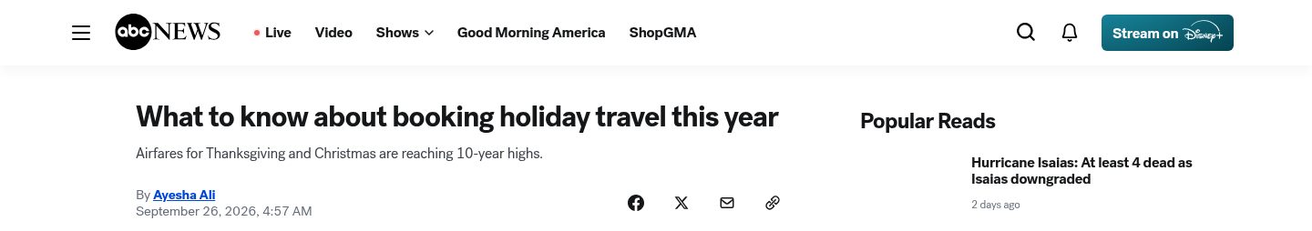 What to know about booking holiday travel this year（感恩节票价10年高）