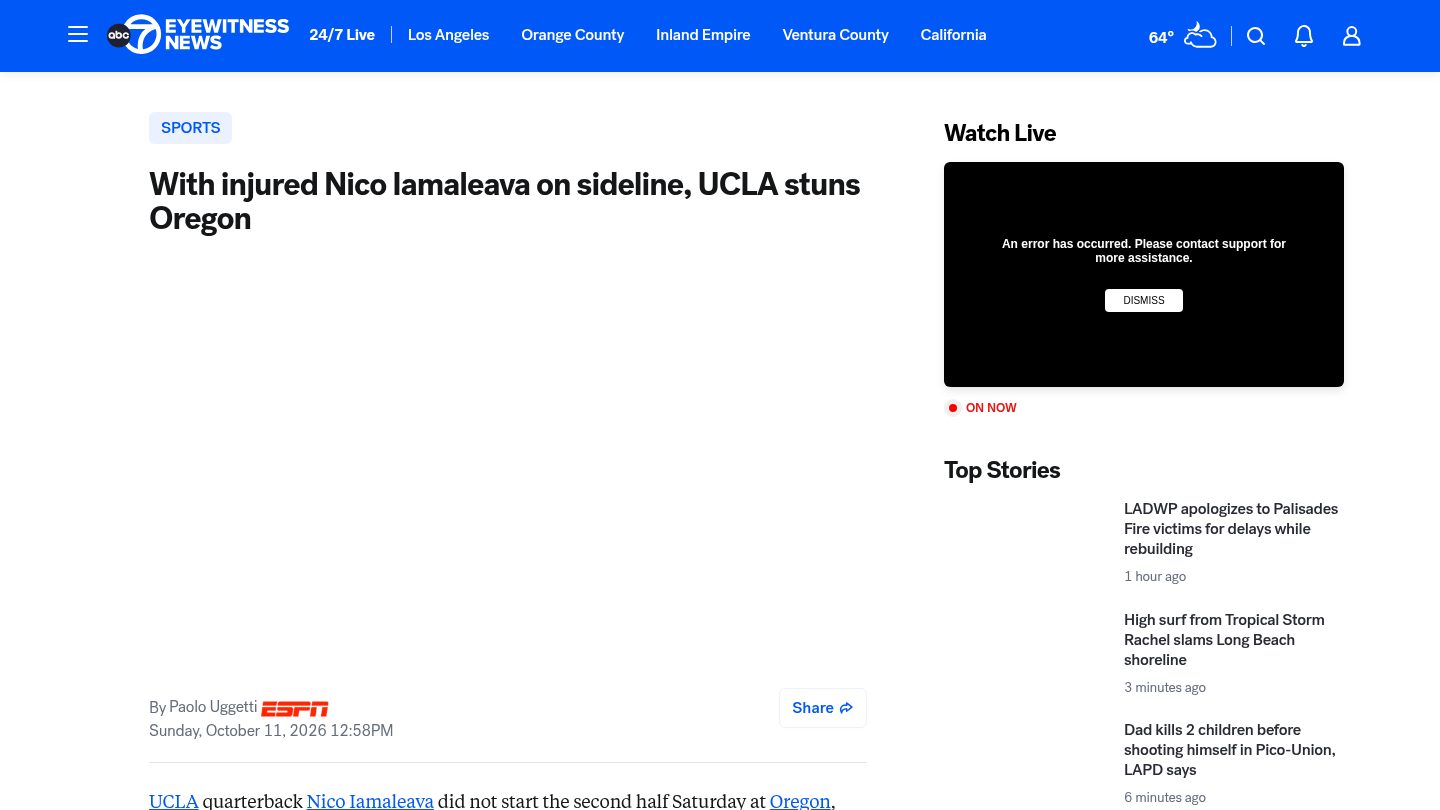 With injured Nico Iamaleava on sideline, UCLA stuns Oregon