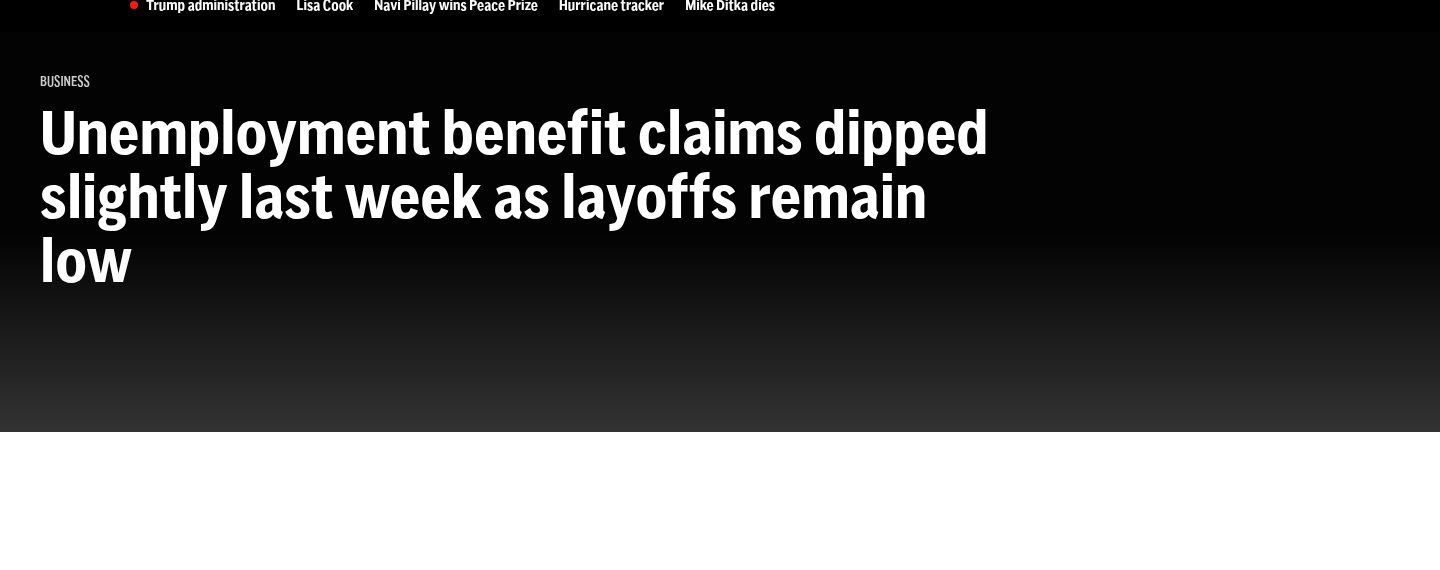 Unemployment benefit claims dipped slightly last week as layoffs remain low