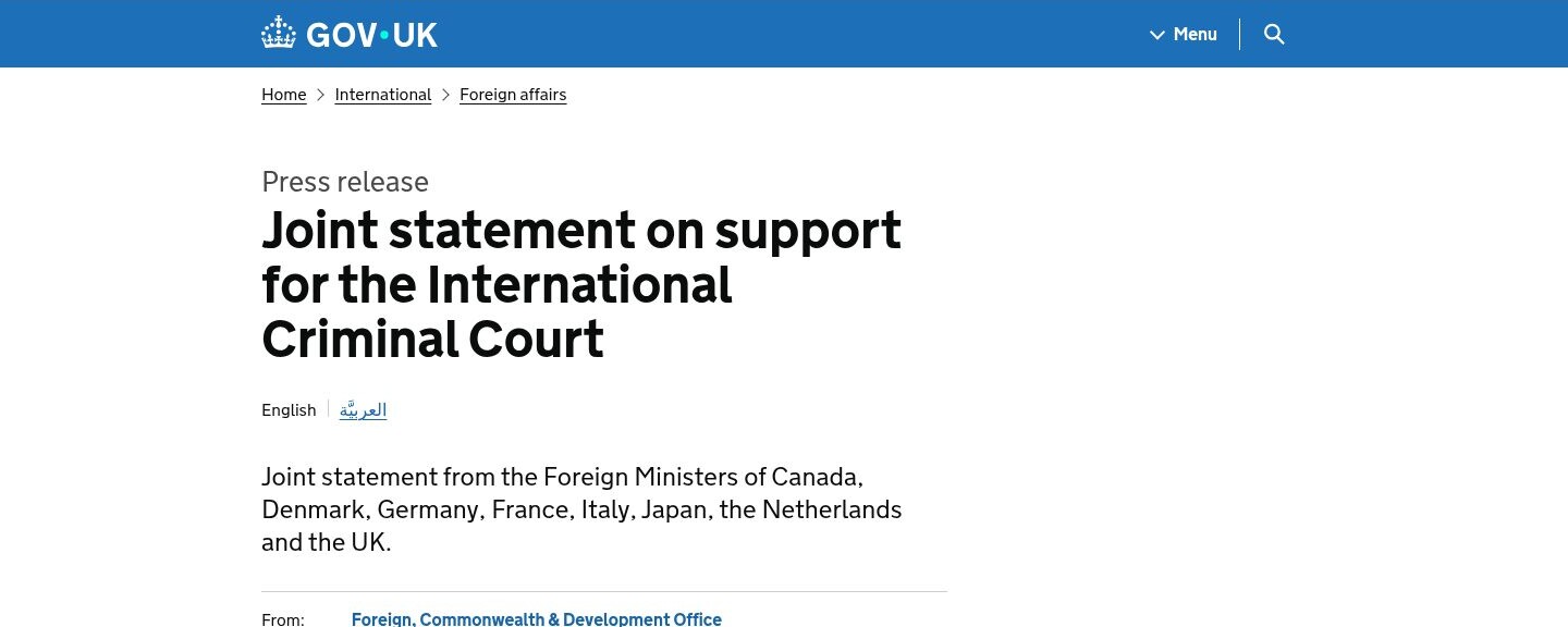 Joint statement on support for the International Criminal Court