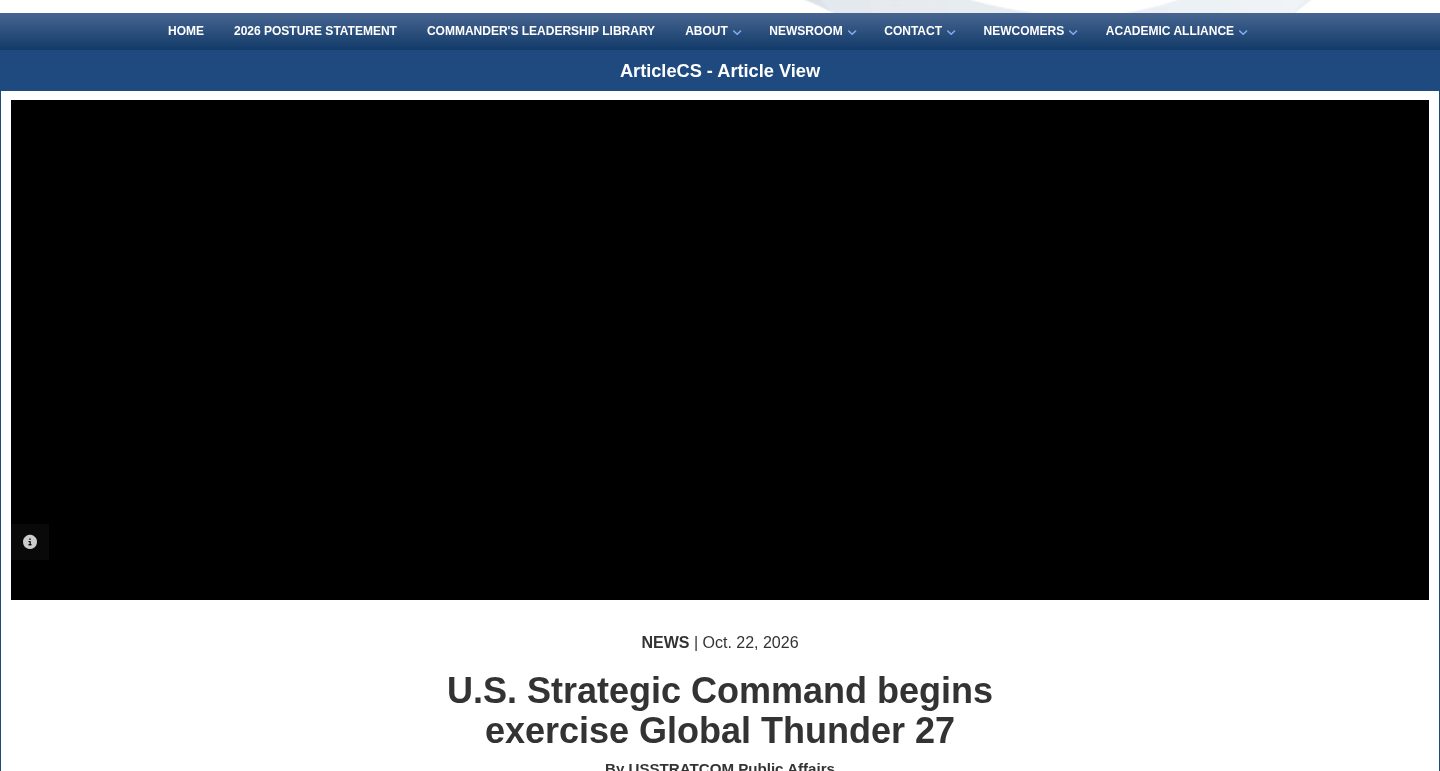 U.S. Strategic Command begins exercise Global Thunder 27
