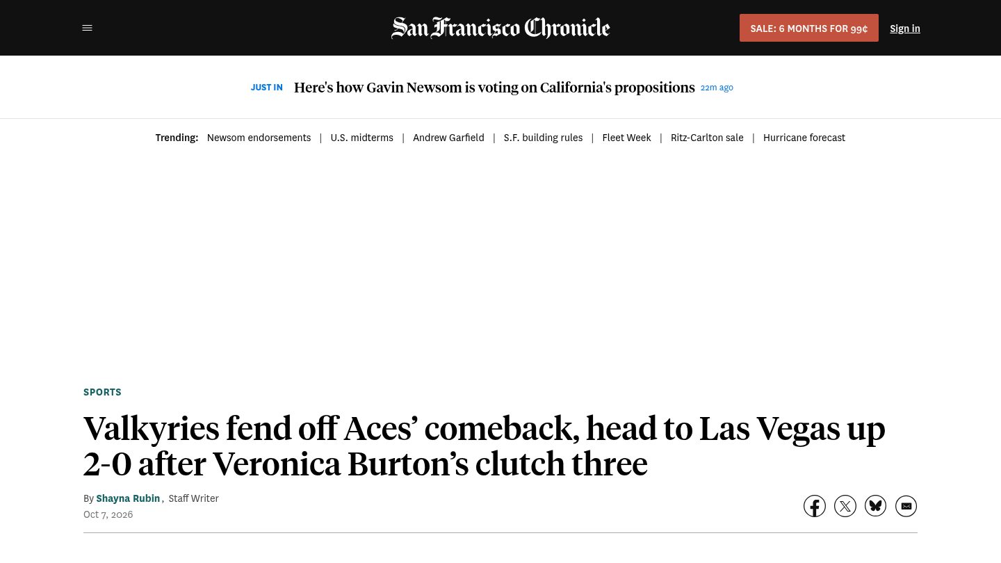 Valkyries fend off Aces’ comeback, send series to Las Vegas up 2-0
