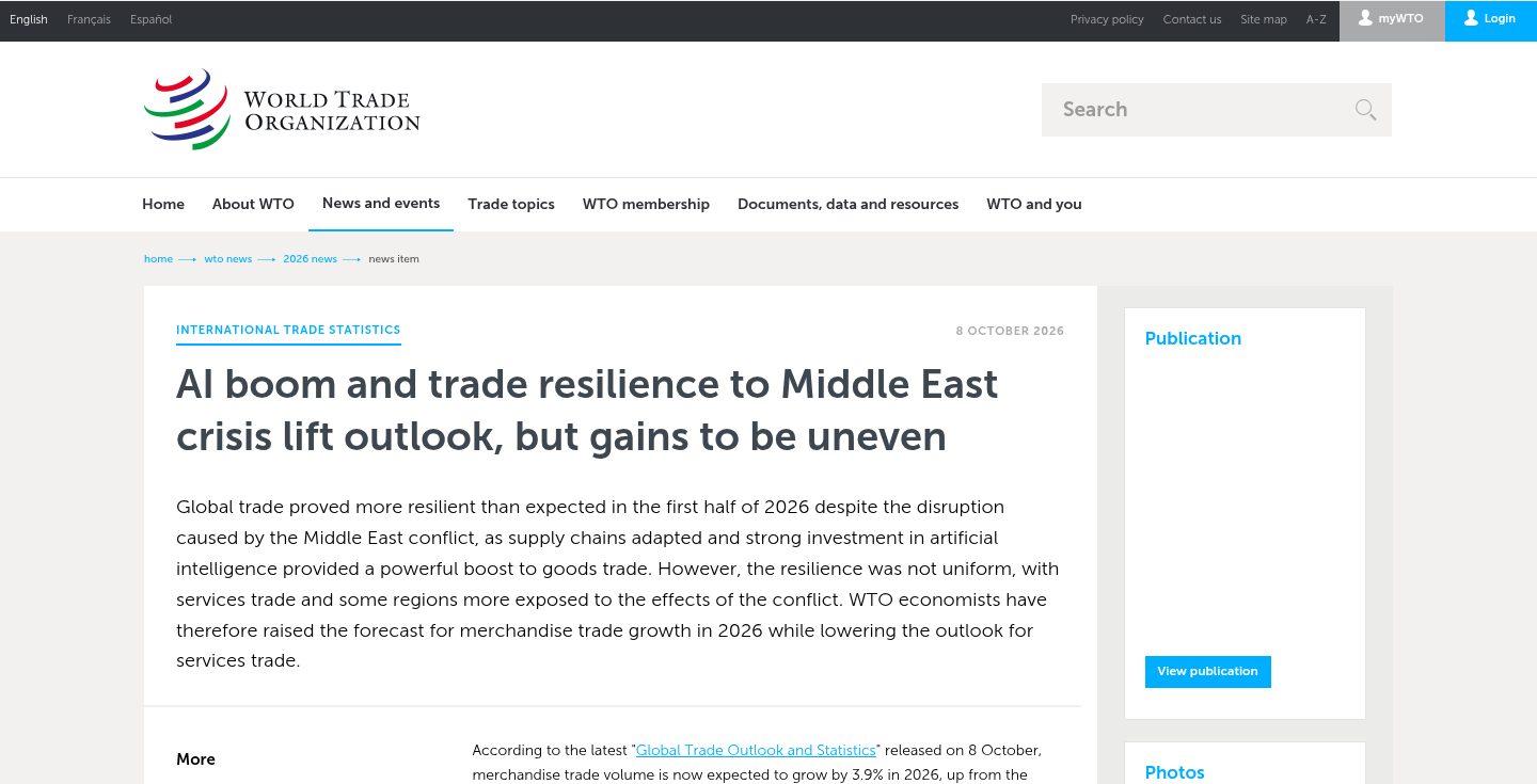 AI boom and trade resilience to Middle East crisis lift outlook, but gains to be uneven