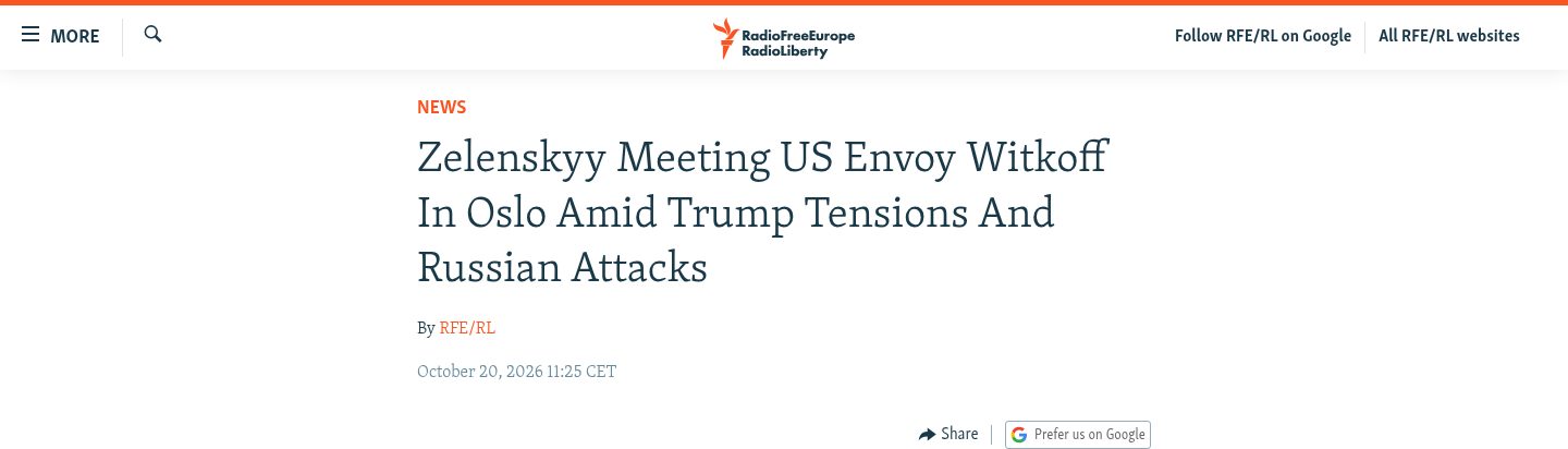 Zelenskyy to meet US envoy Witkoff in Oslo amid Trump tensions